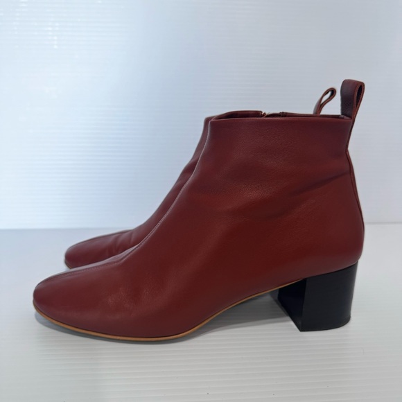 Everlane The Day Brick Red Soft Leather Booties Size 9 1/2 - Picture 3 of 11